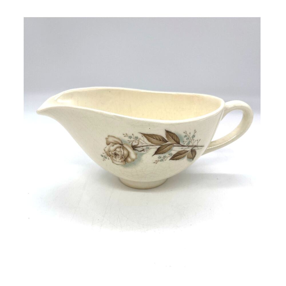 Vintage Mount Clemons Brown Rose Pattern Cream Creamer USA *Some Crazing